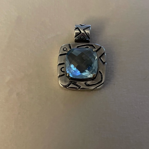 Sterling Silver & 14K Gold Blue Topaz Charm - Picture 1 of 5